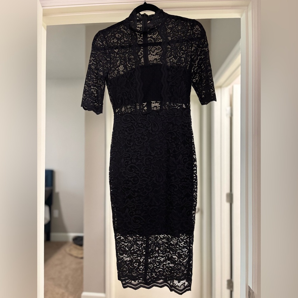 Express Black Lace Midi Dress